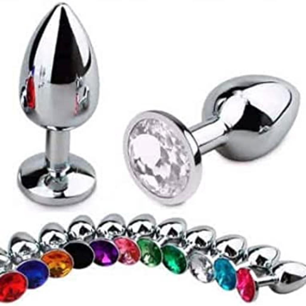 PLUG ANAL METAL COM PEDRA 7 X 2,8 CM  TAMANHO P / 5845 / 6976031290106 / 5848 / 6172 - / CSA118CRO / QQ7041 / SS052 / PL007P / 6960000004419 / 6526801601 / 6526889901 / 6976031290137 - / 6960000004417 / (7898637910204) / 6976031290052 / 697603129011