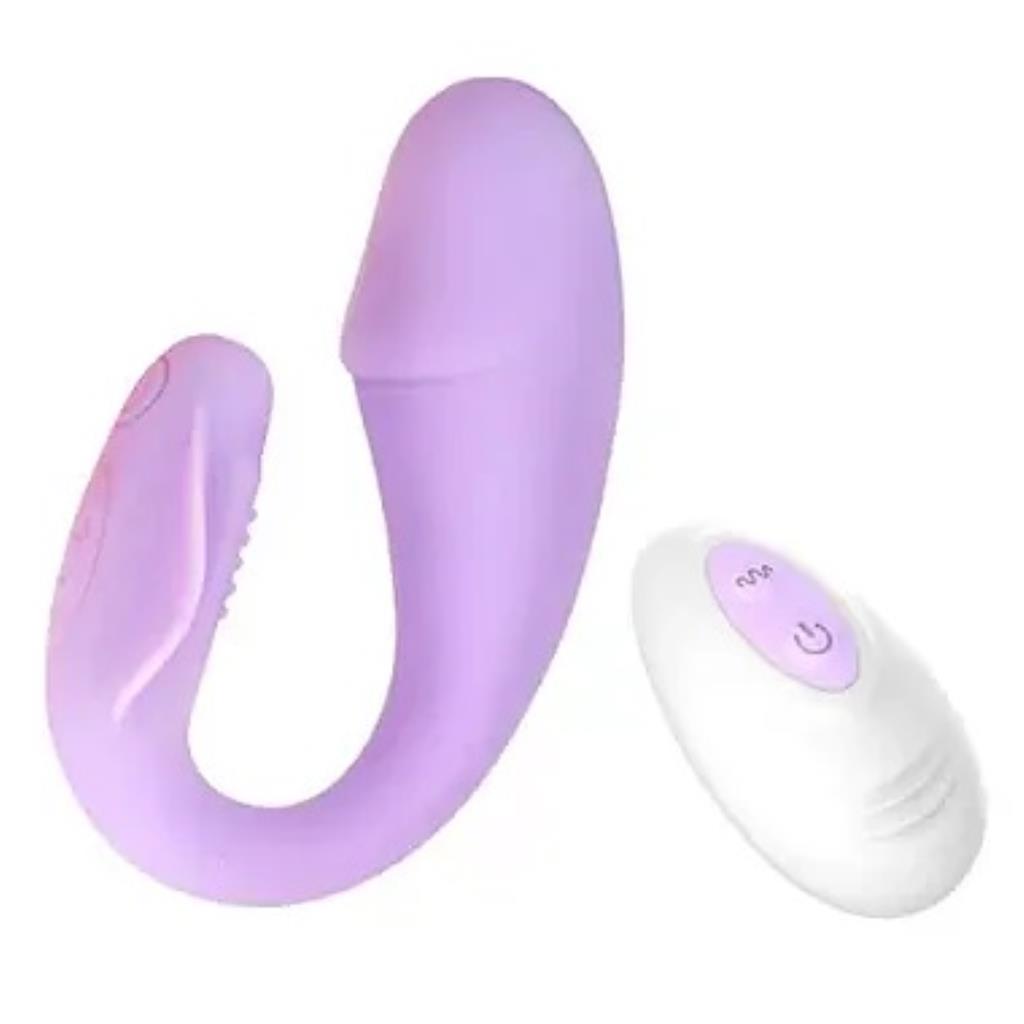 VIBRADOR DE CASAL FORM. DE GLANDE COM CONTROLE DE 10 VIBRACOES