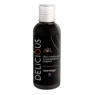OLEO DE MASSAGEM BEIJAVEL 120 ML MORANGO - DELICIOUS