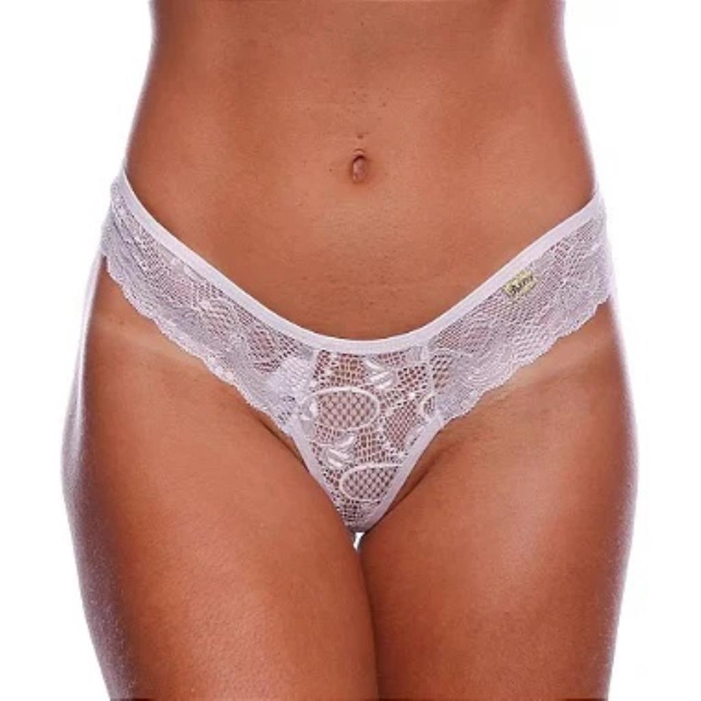 TANGA TAILANDESA COM PEROLAS FLUORESCENTE PATITEX BRANCO