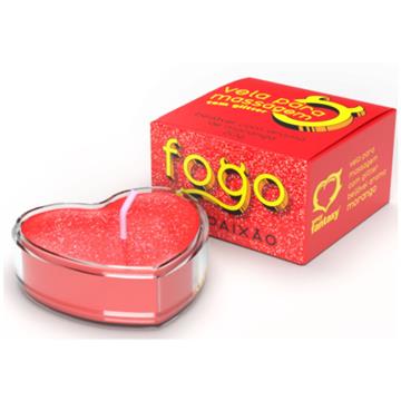 VELA FOGO DA PAIXAO COM GLITTER 20G SEXY FANTASY MORANGO