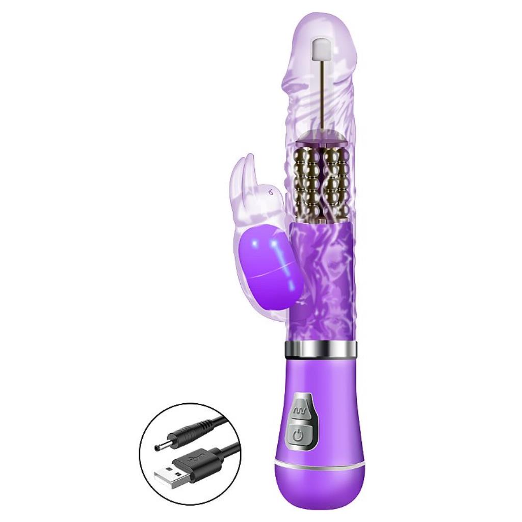 VIBRADOR 22,X3,5CM ROTATIVO COM TEXTURA - RECARREGAVEL