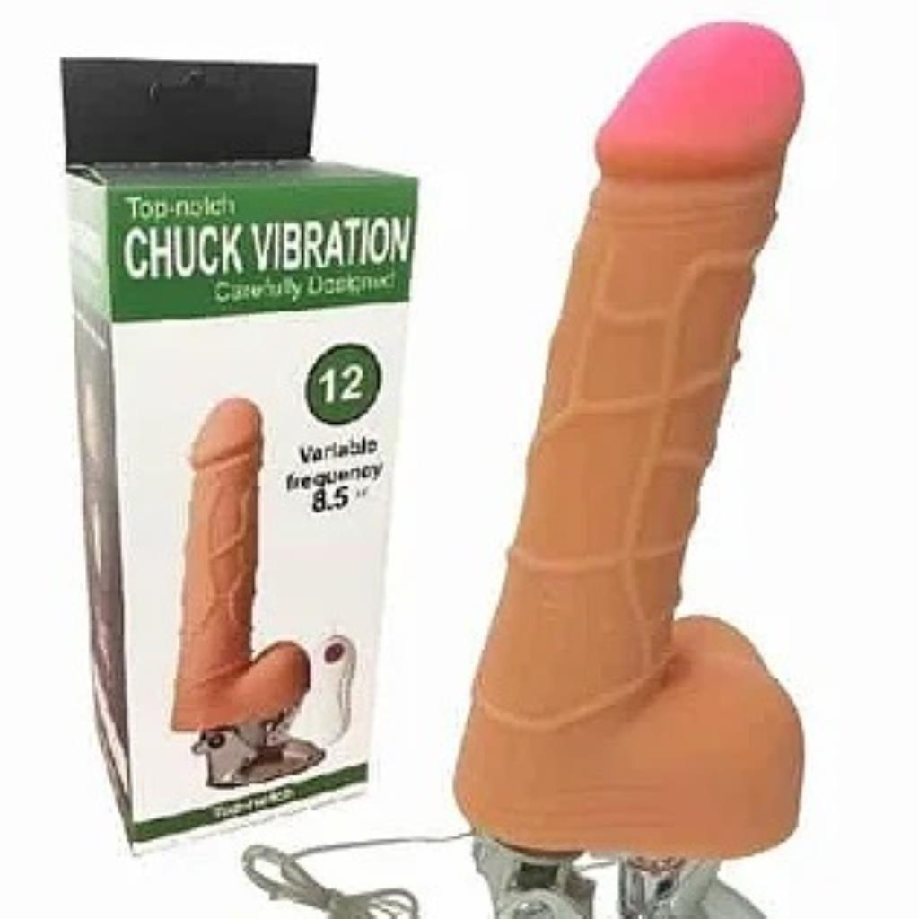 PENIS VIBRADOR EM CYBER SKIN 21 CM COM VIBRO VENTOSA E ESCROTO 12 VIBRACOES /  YSZE539 / NO.00539