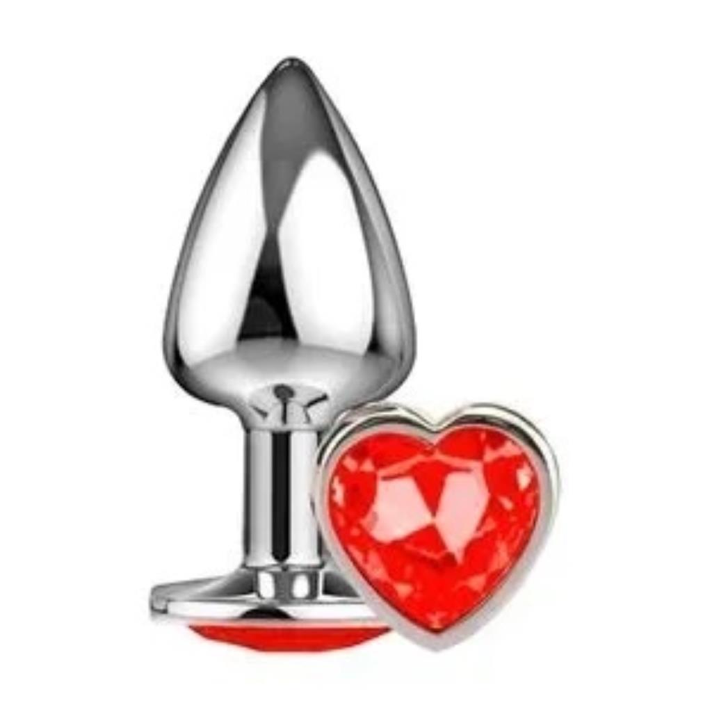 PLUG ANAL CORACAO 7 X 2,8 CM METALIZADO DELICIOUS VERMELHO
