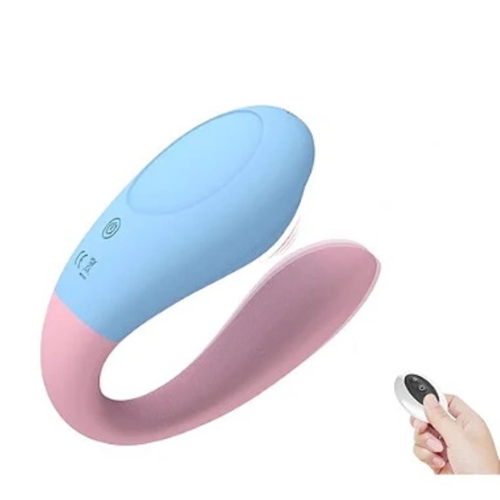 VIBRADOR DE CASAL FORMATO U RECARREGAVEL 10 MODOS DE VIBRACAO COTROLE A DISTANCIA / YSYI137
