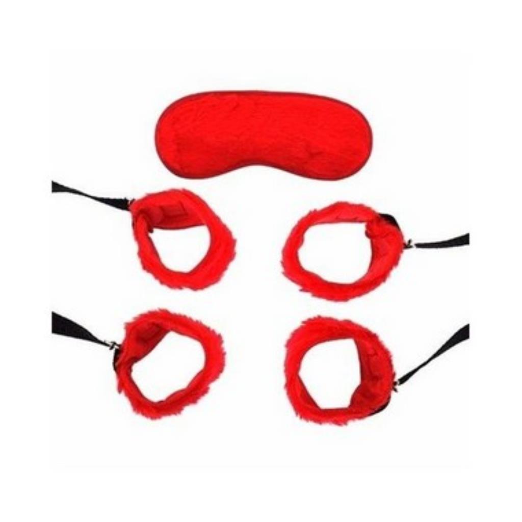 KIT BONDAGE VERMELHO 4 AMARRAS E VENDA LINHA SADO / 65312 / 909 (7898509544605)