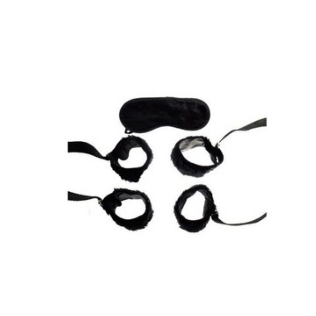 KIT BONDAGE PRETO 4 AMARRAS E VENDA / 908 - 65310 (7898509544575)