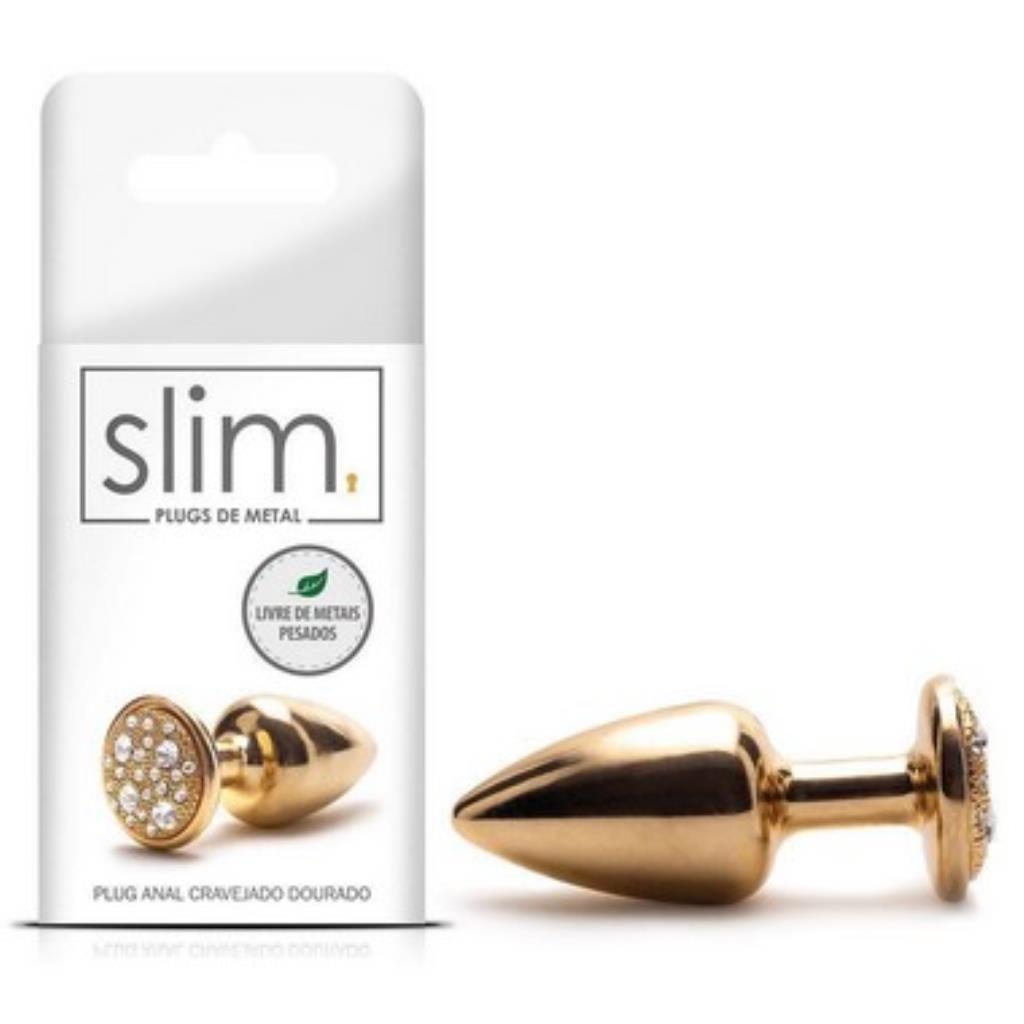 PLUG DOURADO METAL COM PEDRA / 2370 / MT047 / MT017 -  (7898509548948)