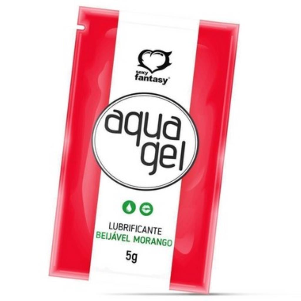 AQUA GEL LUBRIFICANTE BEIJAVEL 5G SEXY FANTASY MORANGO 5 G