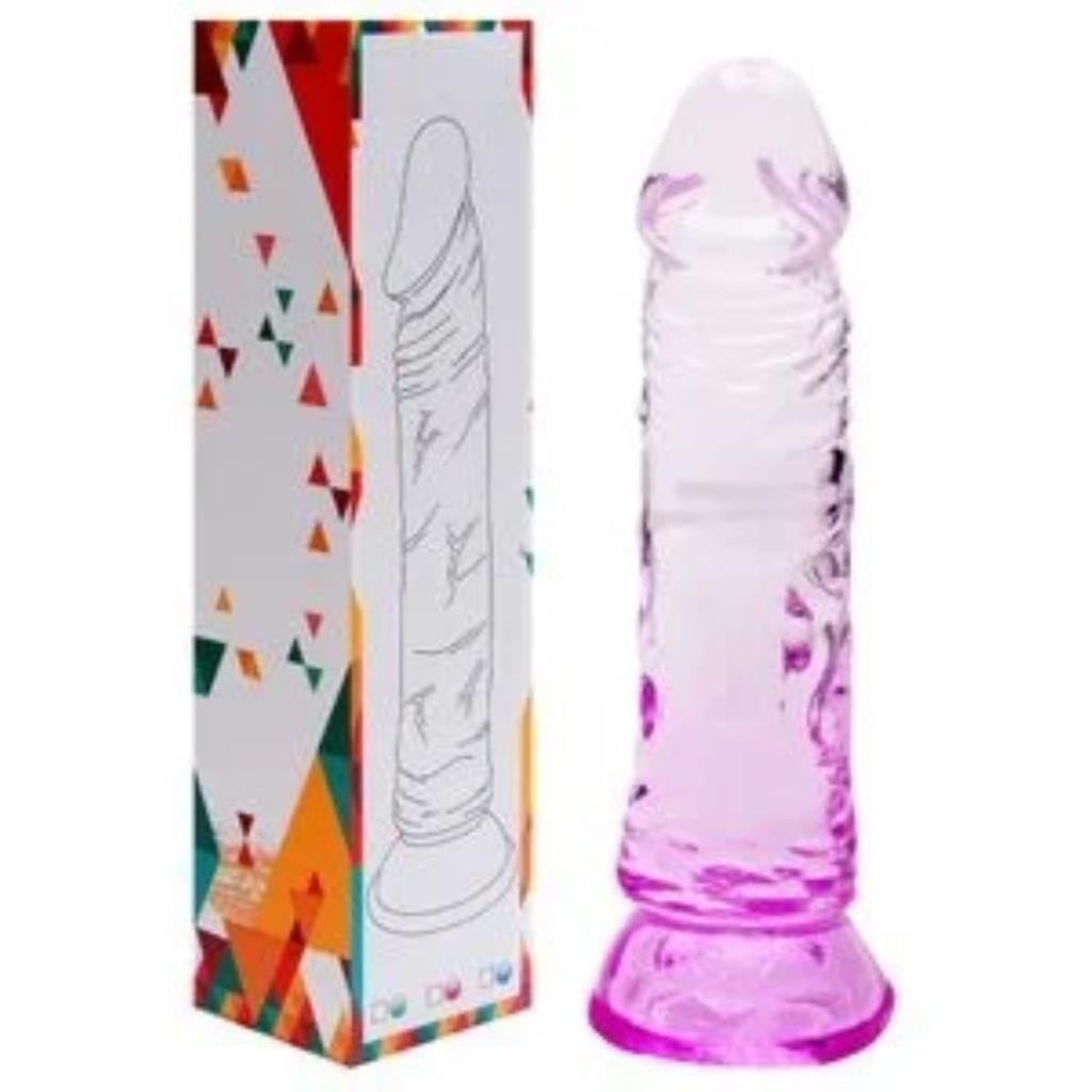 PÊNIS REALÍSTICO TRANSPARENTE COM VENTOSA 18,5 X 3,5CM