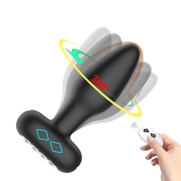 Plug anal vibratório em silicone com rotação 360° e controle remoto
