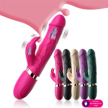 Vibrador com estimulador rabbit - VERDE / MLVE4233