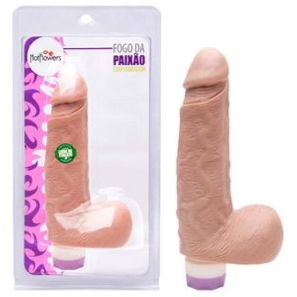 PÊNIS EM SILICONE COM VIBRADOR INTERNO 14,8 X 5CM HOT FLOWERS