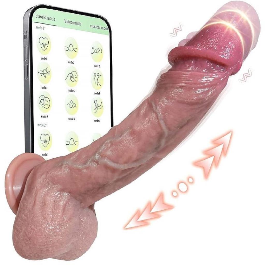 PÊNIS REALÍSTICO VAI E VEM ROTAÇÃO APP  22X3,8CM