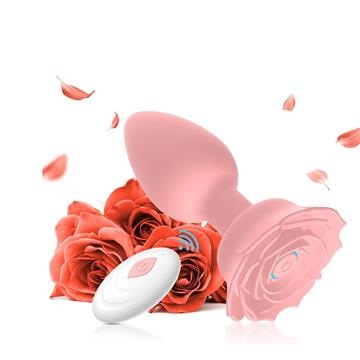 Plug anal em formato de flor com controle remoto -CHAMPANHE
