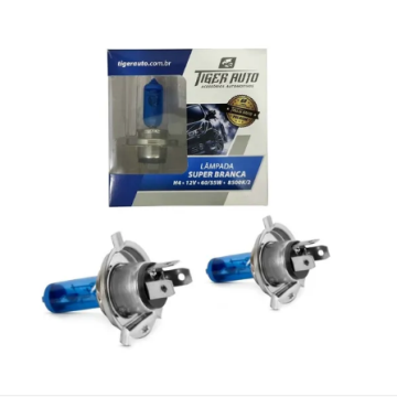 LAMPADA TIGERAUTO H4 12V 60/55W SUPER BRANCA Efeito XENON