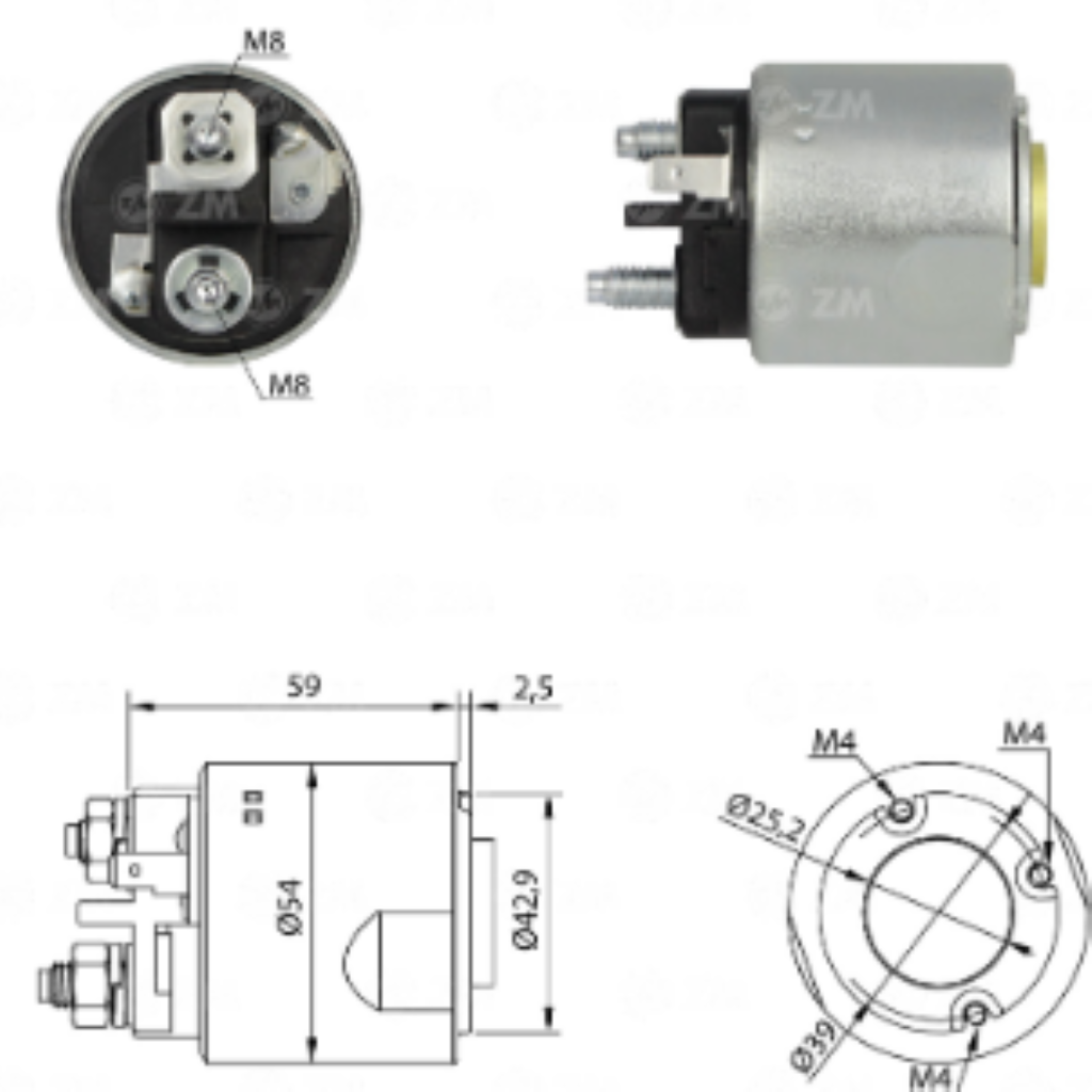 SOLENOIDE MOTOR PARTIDA HR 2.5 05>11 4491 ZM  SIST VALEO