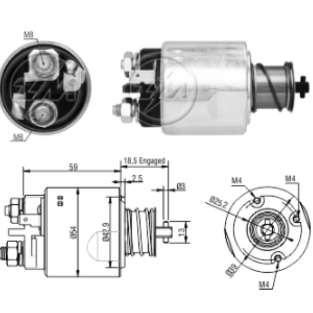 SOLENOIDE MOTOR PARTIDA HR 2.5 05>11 5491 ZM  SIST VALEO