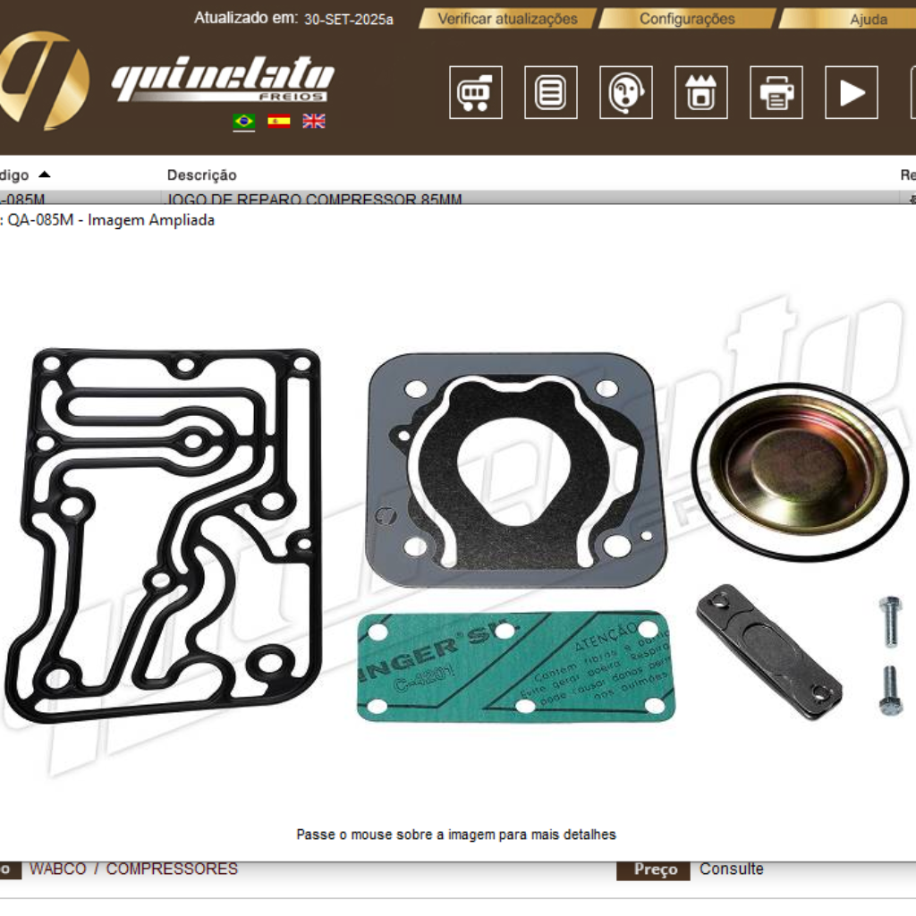 REPARO COMPRESSOR AR 85MM QA085M QUIN 51541007071