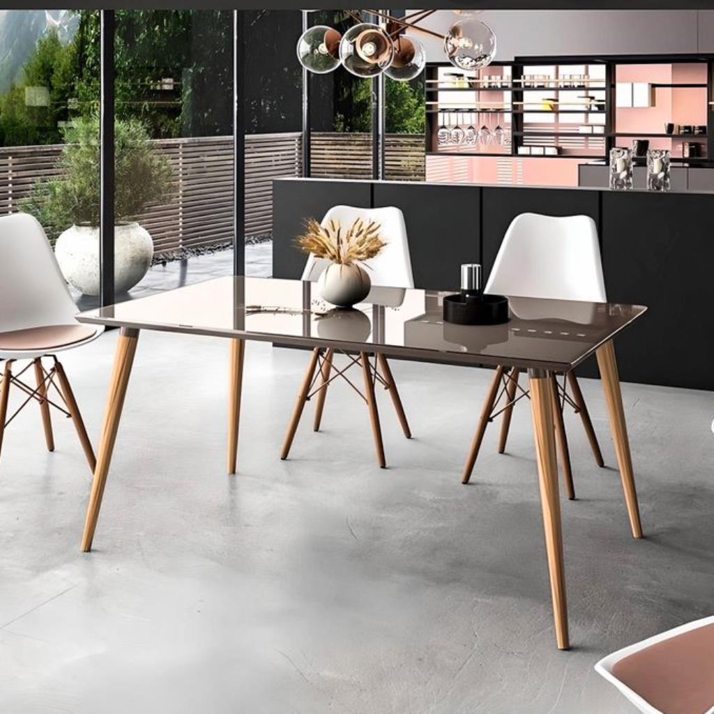 MESA VENEZA S/ VIDRO 1.20 X 0.90 MTS - CINZA PEROLA