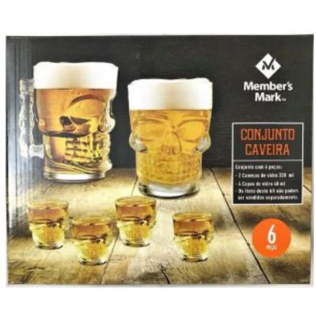 CONJUNTO CAVEIRA (2 CANECAS + 4 COPOS DE DOSE)