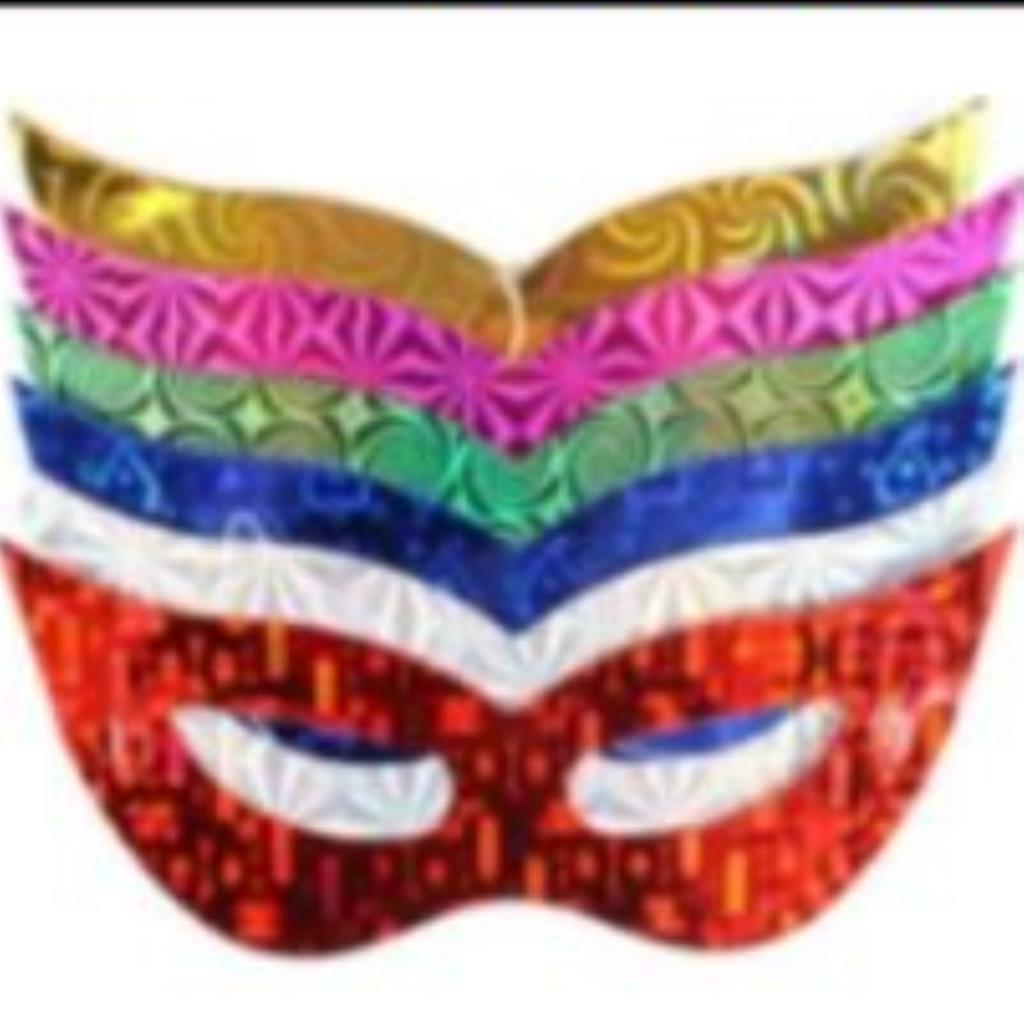 MÁSCARA HOLOGRÁFICA CARNAVAL 60CM DECORATIVA - 01 UNIDADE