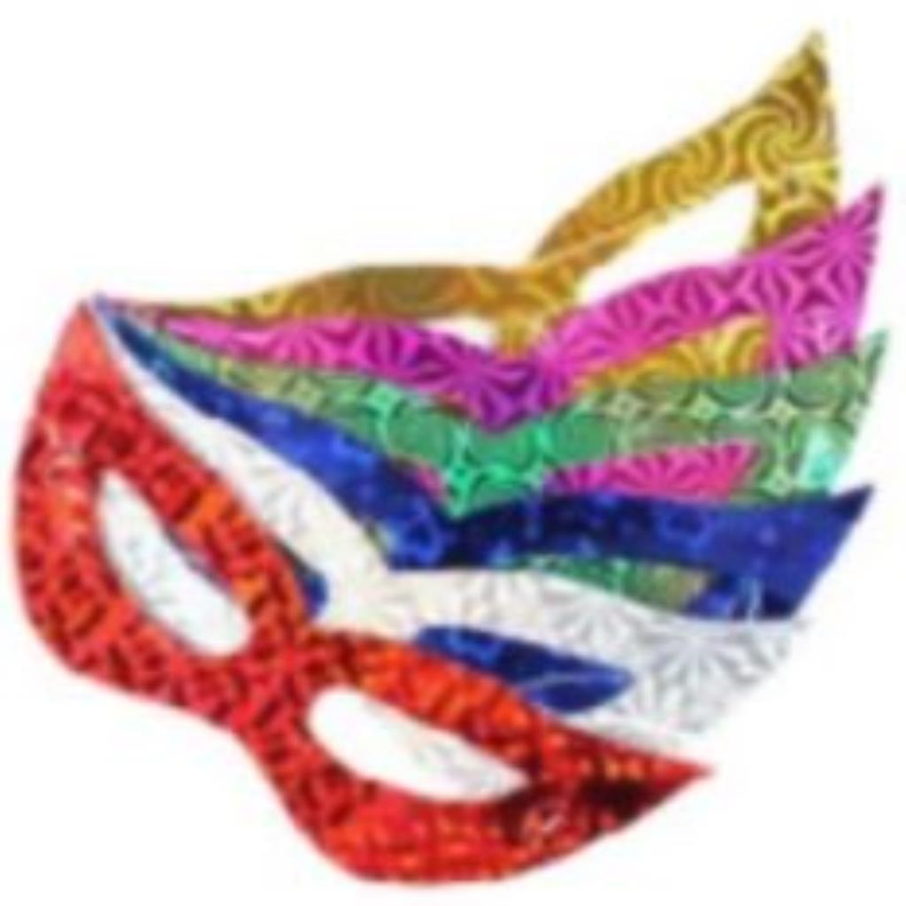 MÁSCARA ROSTO HOLOGRÁFICA CARNAVAL 18,5CM