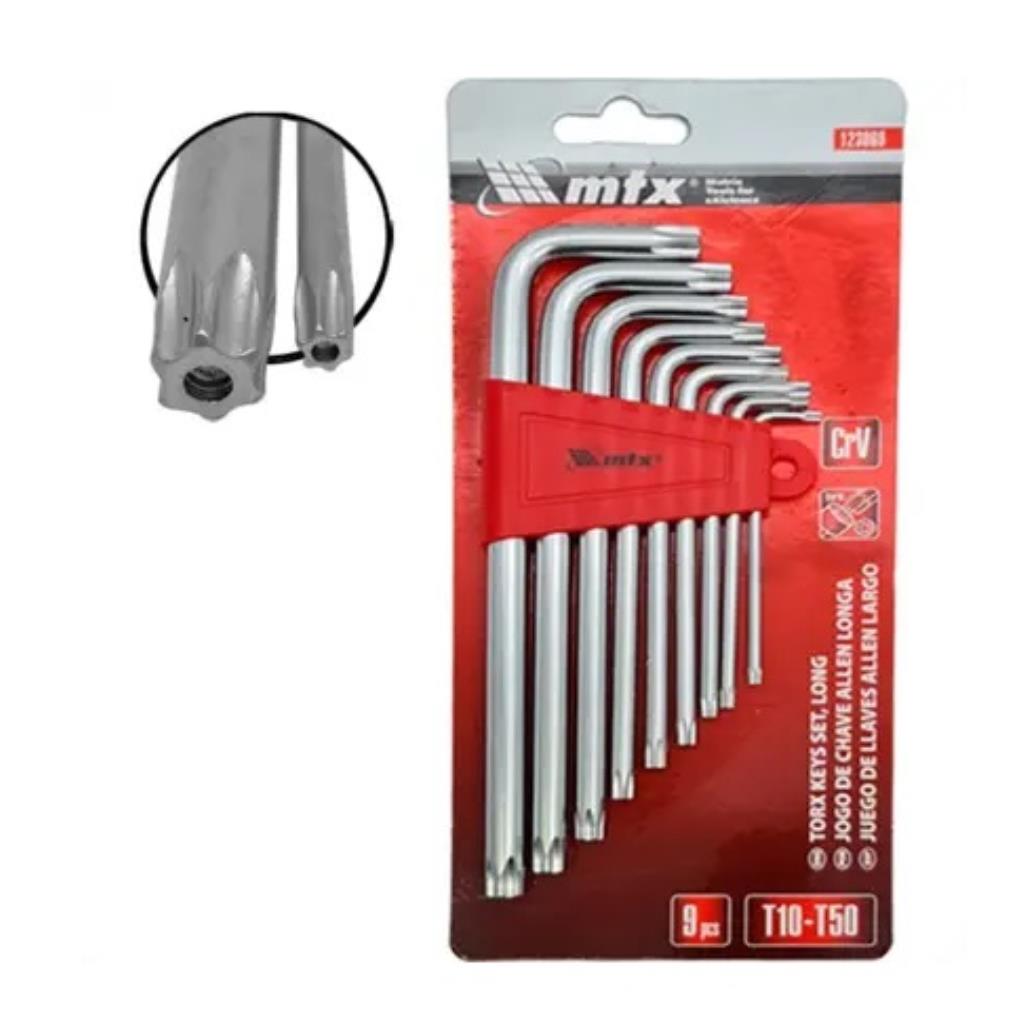 JOGO CHAVE TORX EXTRA LONGA 9PCS T10 A T50 - MTX