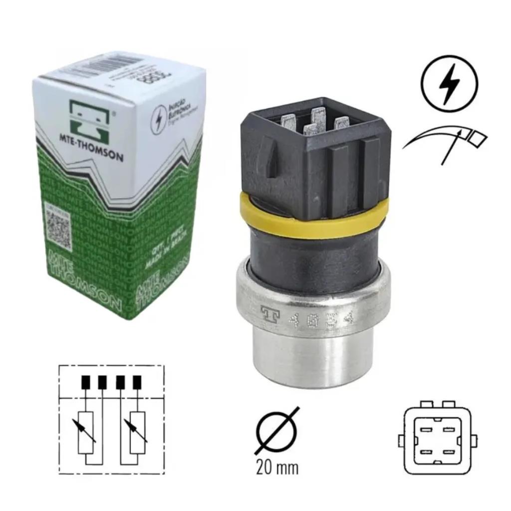 SENSOR TEMPERATURA AGUA 4 PINOS PRETO - 4034 MTE-THOMSON - GOL PARATI 1.0 MI AT 8 16v 97/05