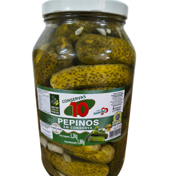 PEPINOS TIPO PADARIA CONSERVAS 10 PD1.8KG PL3.2KG (CX C/6 UN.)