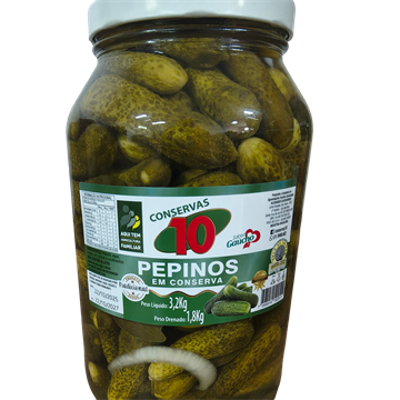 PEPINOS CONSERVAS 10 PD1.8KG PL3.2KG (CX C/6 UN.)