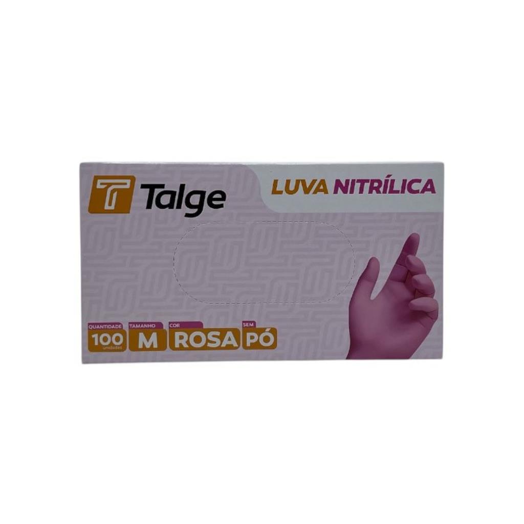 LUVA NITRÍLICA TALGE ROSA TAMANHO ( M ) S/ PÓ CAIXA C/ 100 UNID-