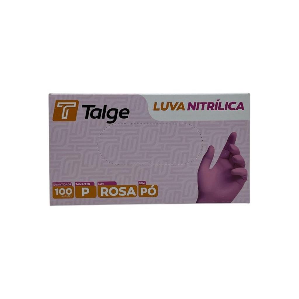 LUVA NITRÍLICA TALGE TAMANHO ( P ) S/ PÓ ROSA CAIXA C/ 100 UNID-