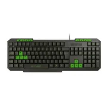 Teclado Gamer Multilaser Com Hotkeys Multimidia Slim Preto/Verde - TC243