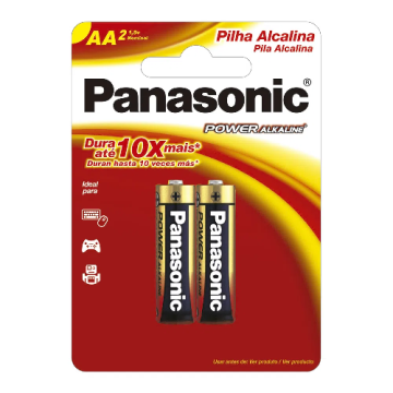 PILHA PANASONIC ALCALINA AA 2 UNIDADE
