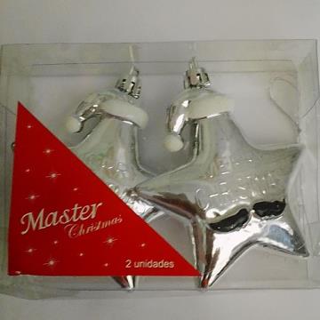 ENFEITE NATAL PENDENTE ESTRELA 2 UNIDADES