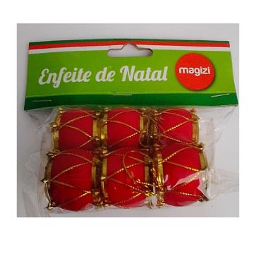 ENFEITE NATAL PENDENTE TAMBOR 6 UNIDADES