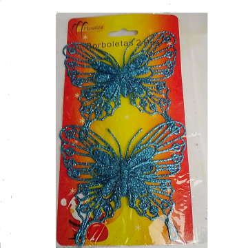 ENFEITE BORBOLETA COM GLITER 2 UNID
