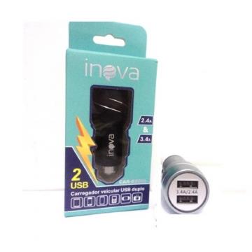 ADAPTADOR CARREGADOR VEICULAR INOVA 2 USB