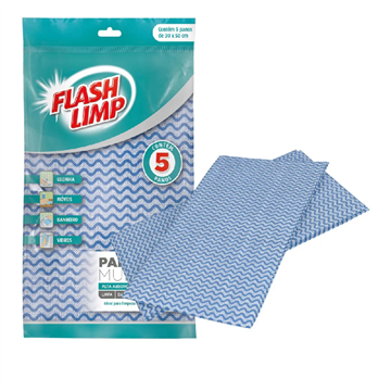 PANO MULTIUSO AZUL 5 PANOS FLASH LIMP 30X50 TIPO PERFEX