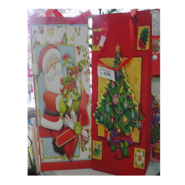 SACOLA PARA VINHO PAPEL NATAL 3D