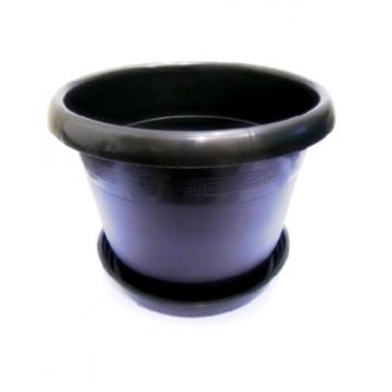 VASO PLASTICO C/BORDA E PRATO PRETO N°20