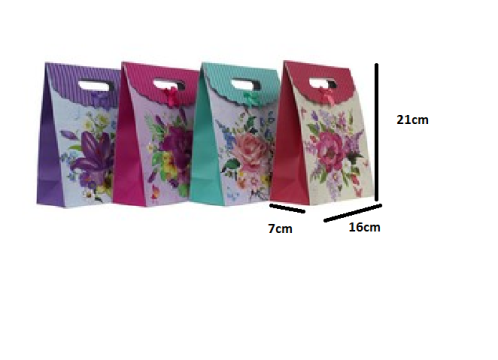 SACOLA PAPEL PEQUENA FLORES C/VELCRO