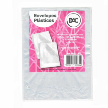 ENVELOPE PLÁSTICO OFICIO 4 FUROS C/50
