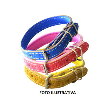 COLEIRA EM COURO COLORIDO NR 7