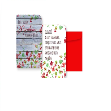 CARTÃO DE ANIVERSARIO COM ENVELOPE 10 X 7,5 CM