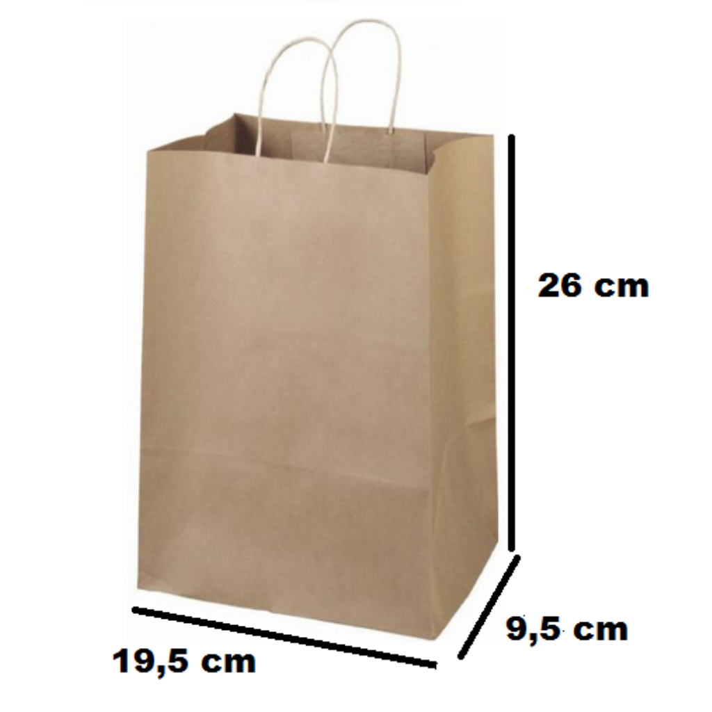SACOLA PAPEL KRAFT 26X19,5X9,5cm