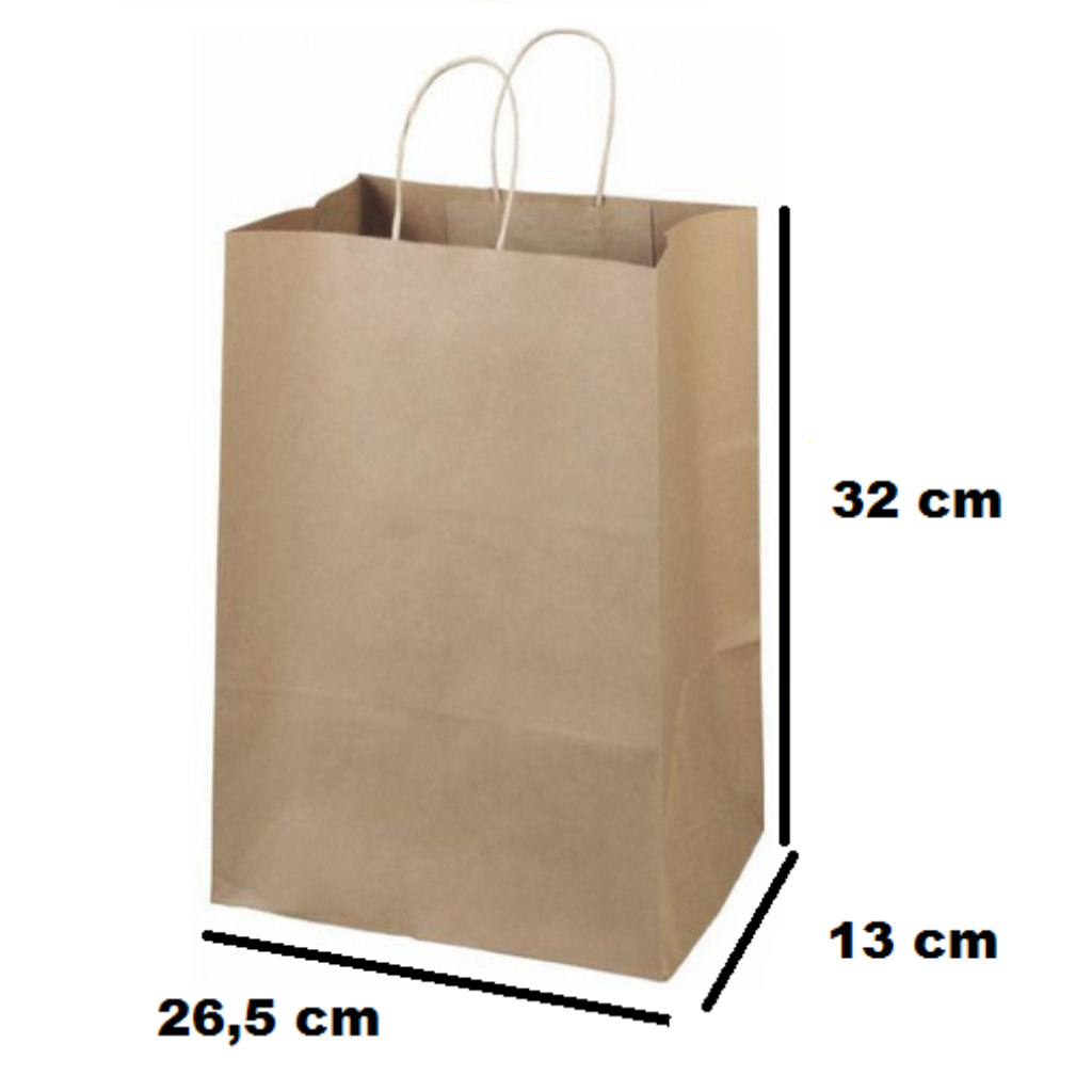 SACOLA PAPEL KRAFT 32X26,5X13cm