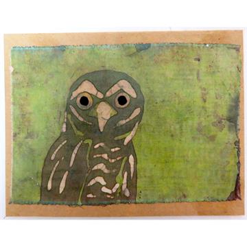 Coruja-buraqueira 1 - Cartão Artesanal - BATIK