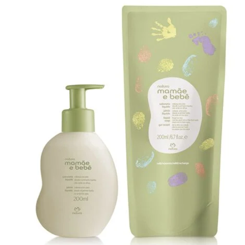 Natura Mamae e Bebê Sabonete Líquido da Cabeça aos Pés 200 ml e REFIL